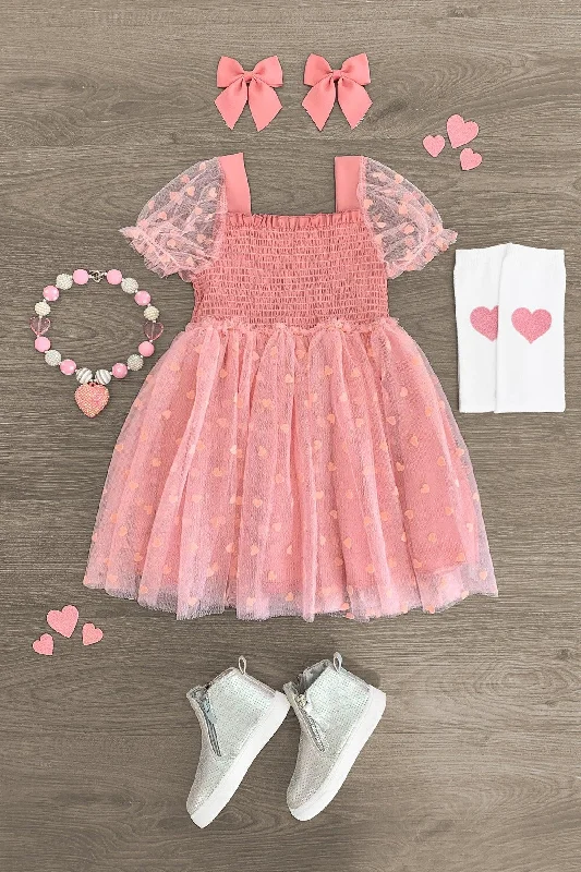 Bold Prints Casual Chic Heart Tulle Dress for Valentine's - Two Colors!