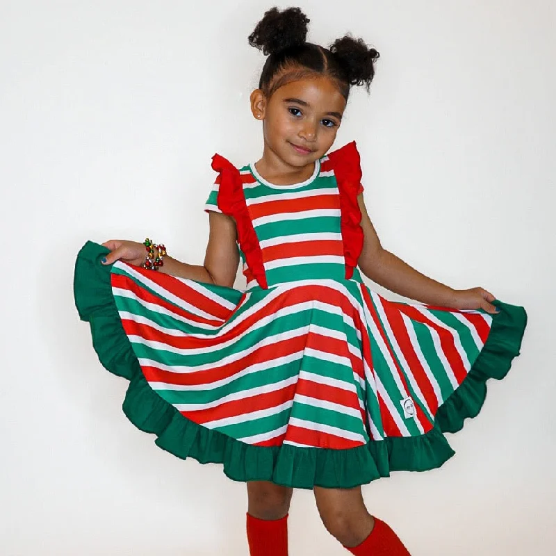 Stylish Savings Christmas Stripe Twirl Dress