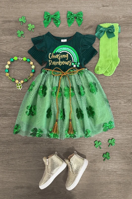 Women's Clothing Sets "Chasing Rainbows" Shamrock Tutu Dress