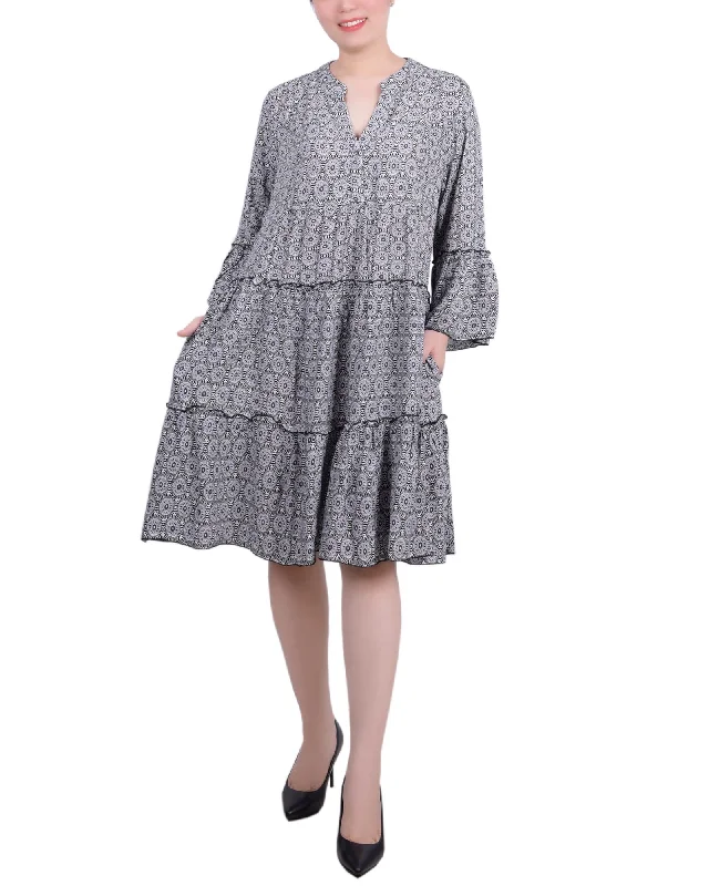 Affordable Luxury Women's Garments 3/4 Sleeve Tiered Dress