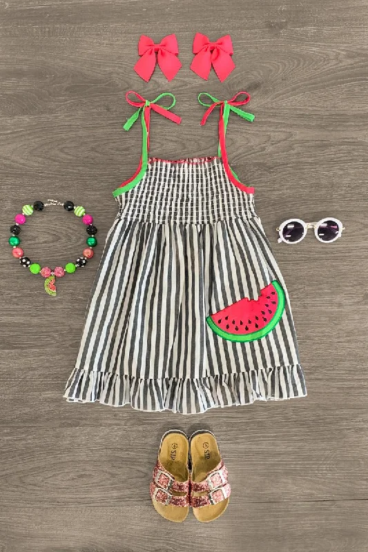 New Arrival Discounts Striped Watermelon Tie Tank Dress