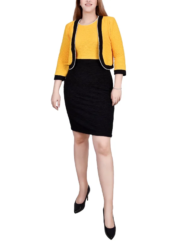 Women's Seasonal Clothes 3/4 Sleeve Textured Knit 2 Piece Dress Set