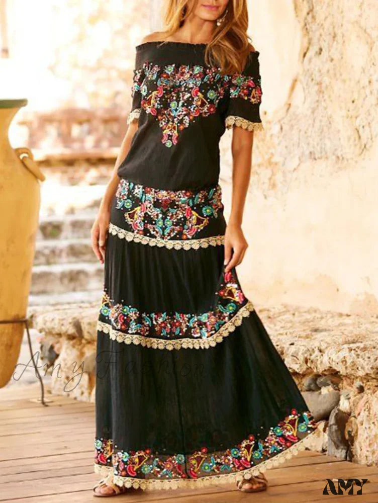 Women's Urban Clothing Amy Fashion - Summer New Elegant Wrapped Chest Long Bohemian Boho Dress