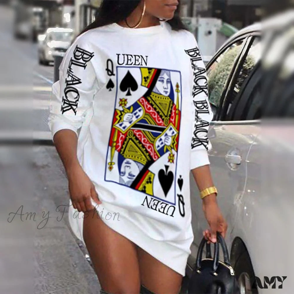 Women's Clothing Online Amy Fashion - Street Style Casual Poker Pattern Dresses