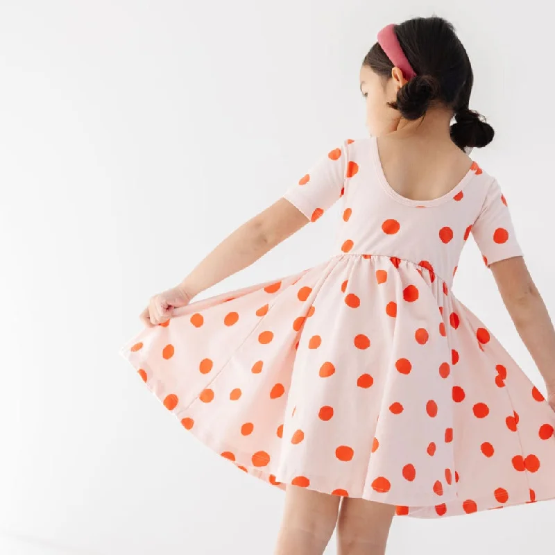 Women's Evening Wear The Short Sleeve Ballet Dress in Blush Dot