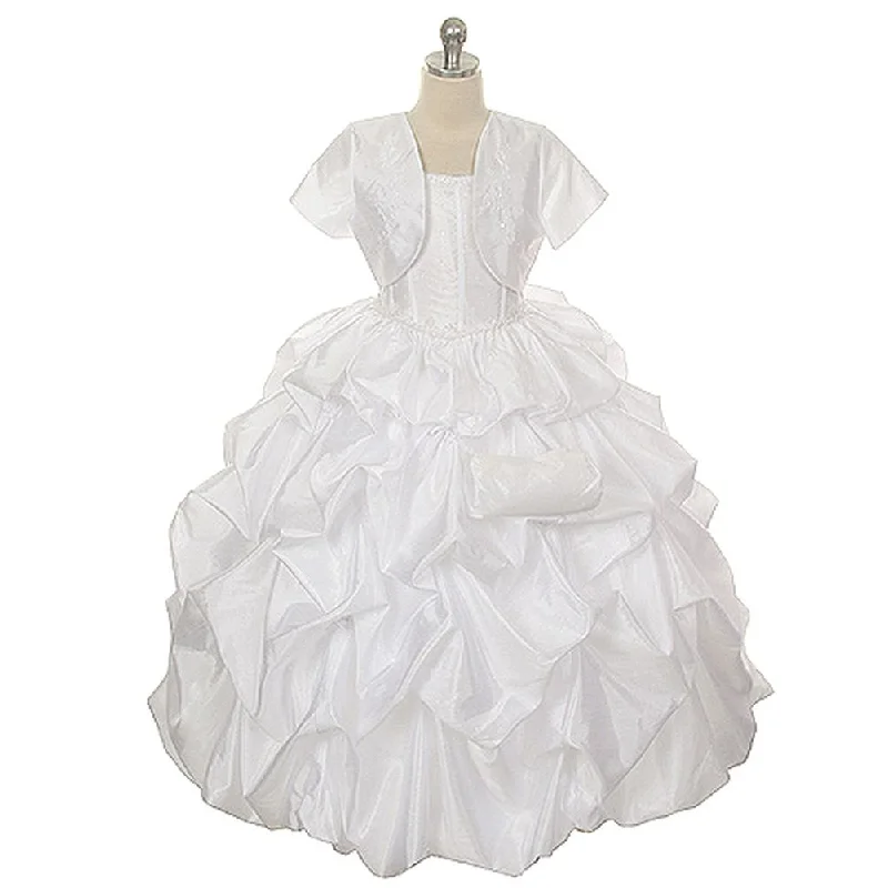 Women's Fashionable Clothing Sets White Silk Taffeta Pick Up Special Occasion Dress Girl 16