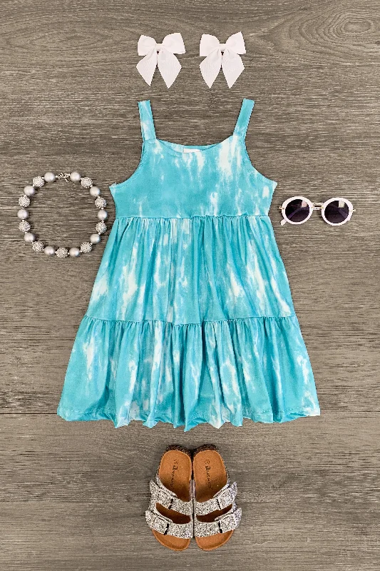 Affordable Online Boutiques Turquoise Tie Dye Dress