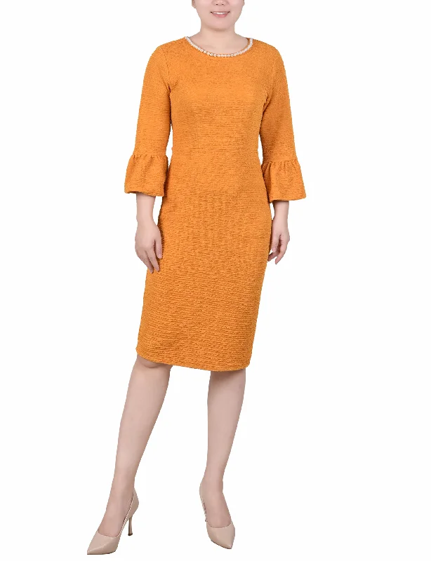 Edgy Fashion 3/4 Length Bell Sleeve Dress