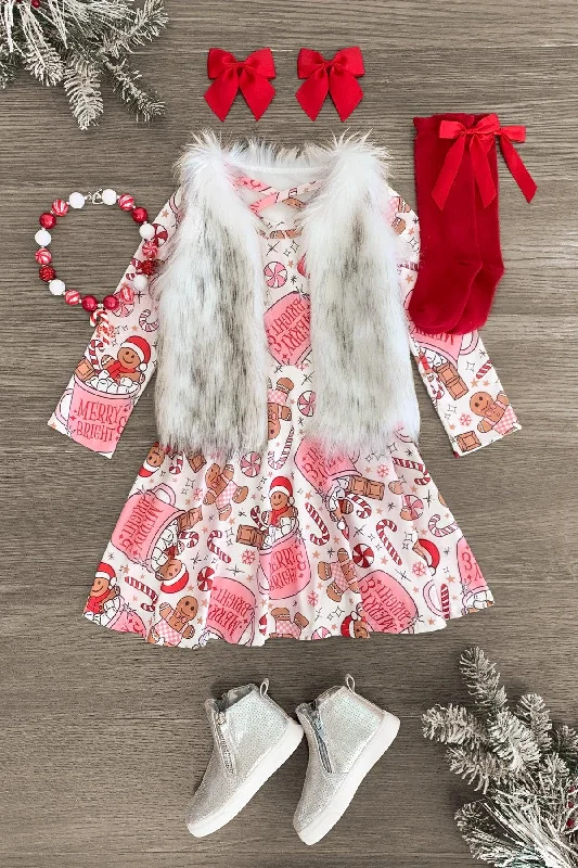 Luxury Fashion "Merry & Bright" Gingerbread Hot Cocoa Dress