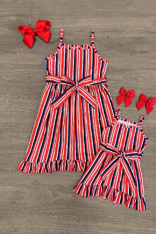 Women's Evening Clothing Mom & Me - Red White & Blue Striped Dress