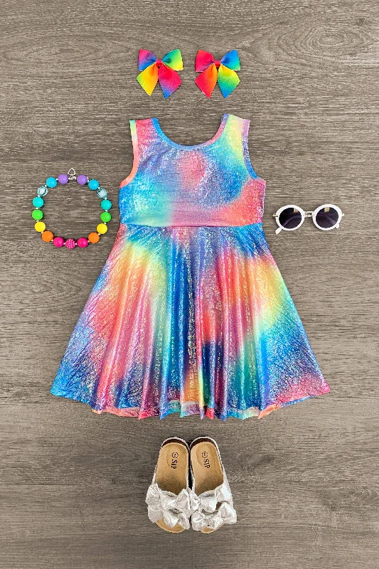 Premium Fashion Rainbow Metallic Dress