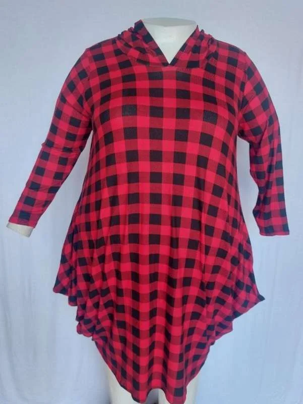 Clothing Sale PSFU Red & Black Plaid Hooded Dress