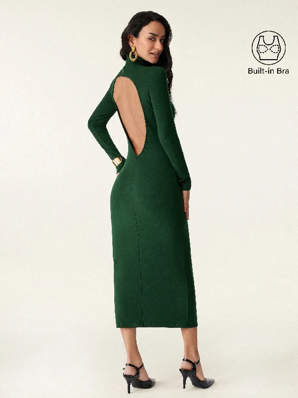 Everyday Women's Fashion Trends Mockneck Open-Back Bandless Brami Dress