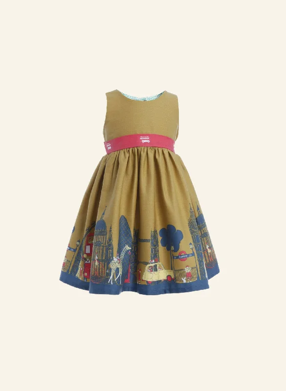 Women's Clothing Sale Martha Baby / Toddler Dress - Mustard Yellow London Print