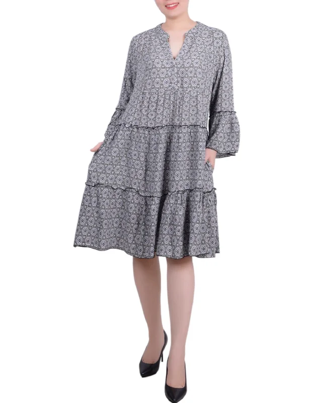 Sale On Clothing Petite 3/4 Sleeve Tiered Dress