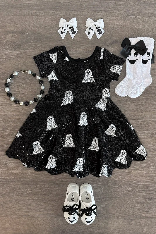 Vibrant Femme Fashion Black Sequin Ghost Dress