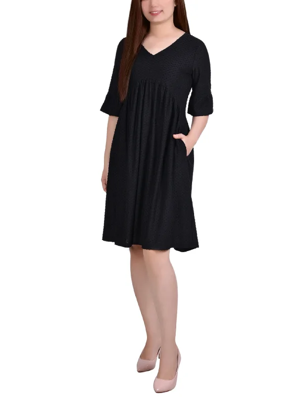 Women's Clothing For Travel Short Bell Sleeve Swiss Dot Dress