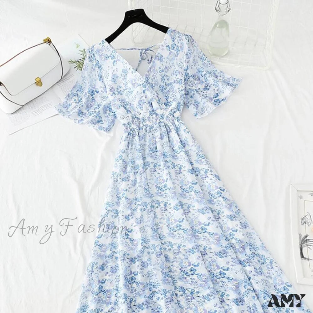 Latest Fashion for Women Amy Fashion - Short sleeve Chiffon Dress