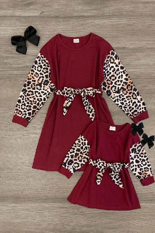 Stylish Clothes For Women Mom & Me - Burgundy Leopard Dress