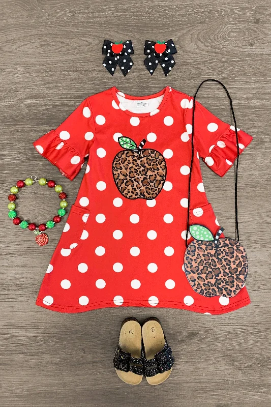 Versatile Outfits Red Polka Dot Cheetah Apple Dress