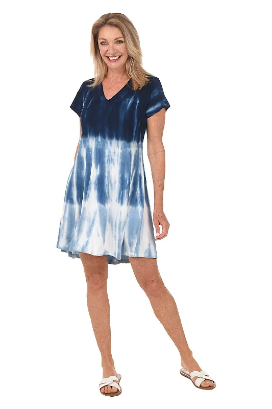 Women's Vintage Clothes Navy Dip-Dyed High-Low Dress