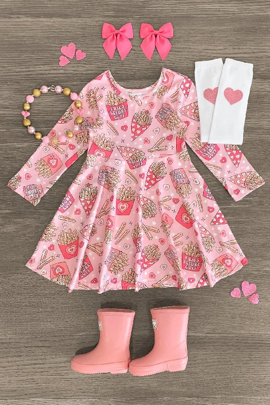 Sophisticated Style "Fries Before Guys" Pink Heart Dress