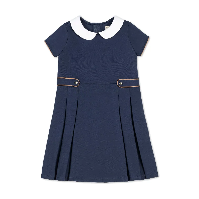 Latest Fashion Pleated Ponte Dress with Collar - Baby