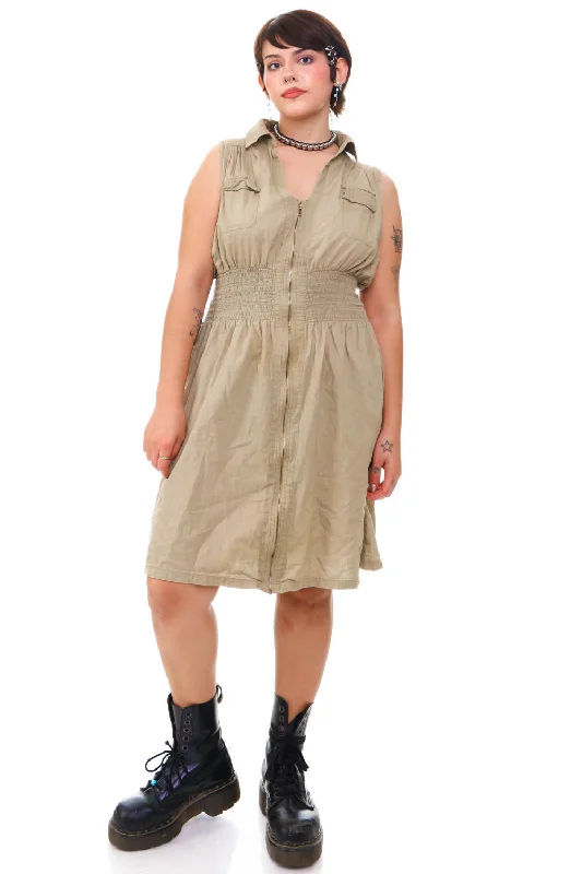 Best Boutiques Online Vintage Y2K Sandy Zip Up Tank Dress - M/L/XL