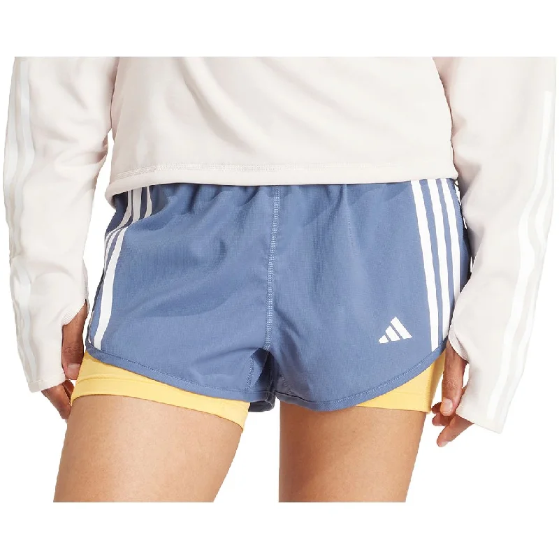 Women's Trendy Apparel adidas Own The Run 3 Stripes 2 In 1 Womens Running Shorts - Blue Women's Trendy Apparel adidas Own The Run 3 Stripes 2 In 1 Womens Running Shorts - Blue