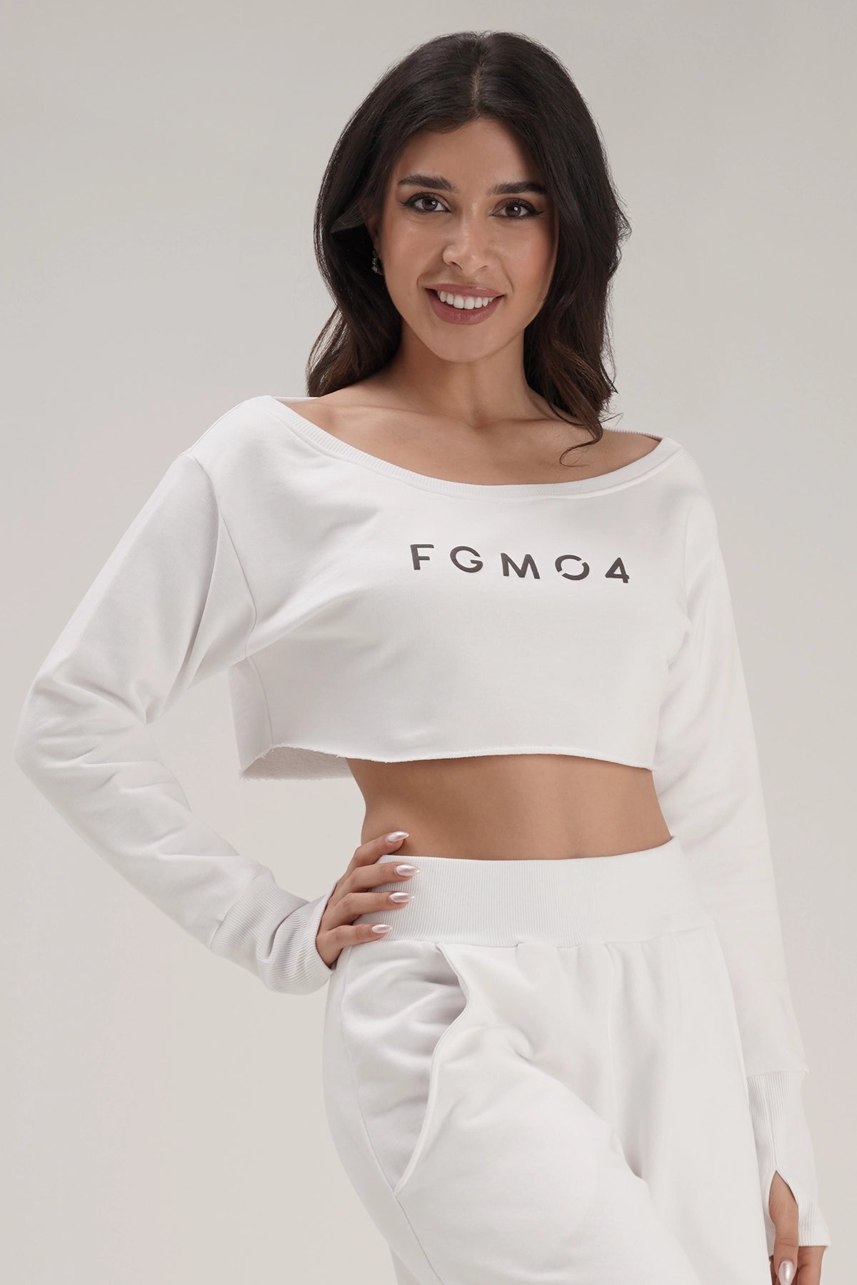 Classic Women's Clothing Styles Felpa Mini Crop Ikonic SS24 Bianco