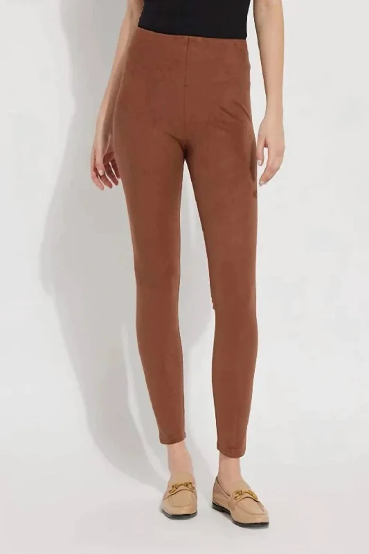 High Waist Suede Legging In Whiskey