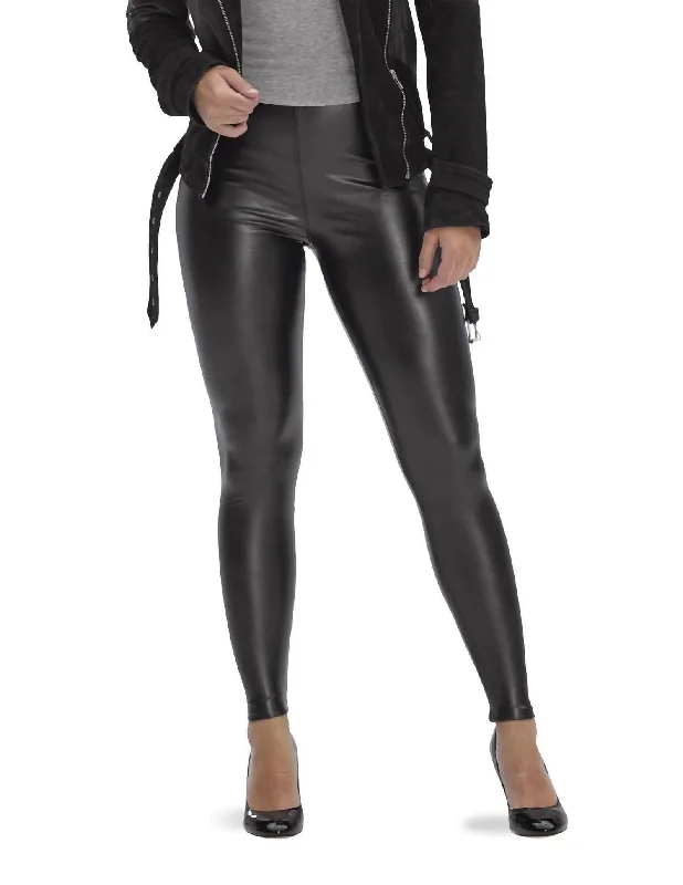 Leatherette High Rise Leggings In Black