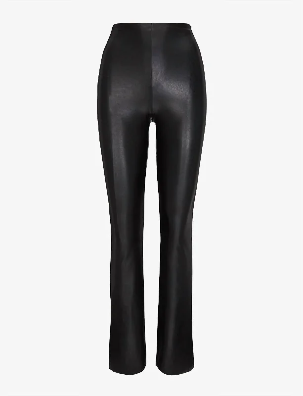 Women's Faux Leather Flare Leggings In Black