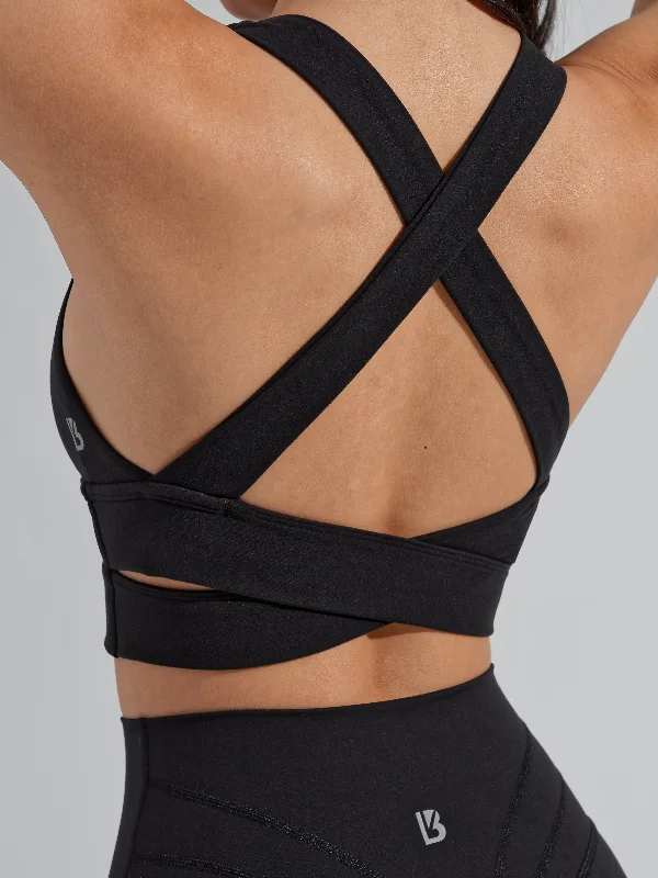 Women's Casual Wear Clothes Alpha Sports Bra - Onyx Black
