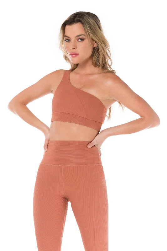 Canyon One-Shoulder Ribbed Bra Top