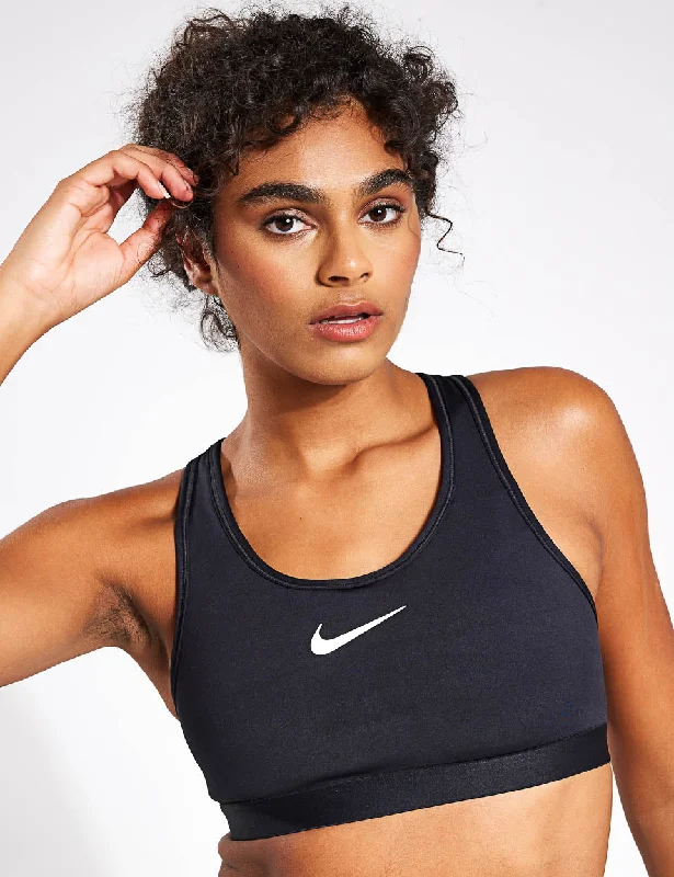 Women's Athletic Clothes Swoosh High Support Bra - Black/Iron Grey/White