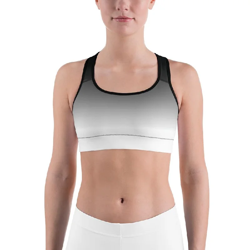 Ombre Black to White Sports Bra