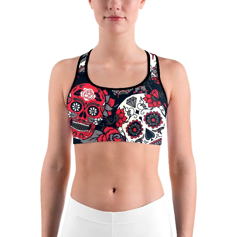 Pink Sugar Skull Sports Bra