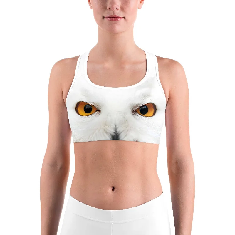 Snowy Owl Eyes Sports bra