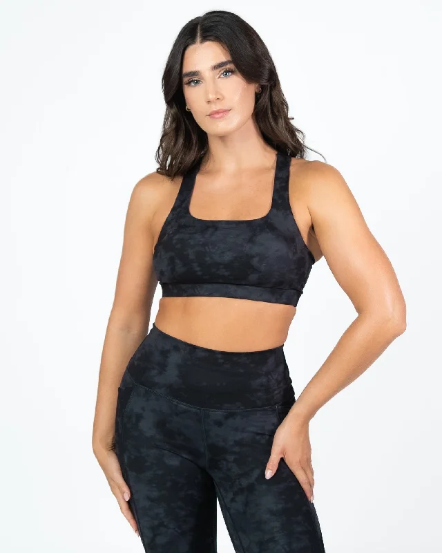 Charming Everyday Clothing For Women Square Neck Bra - Onyx Tie Dye