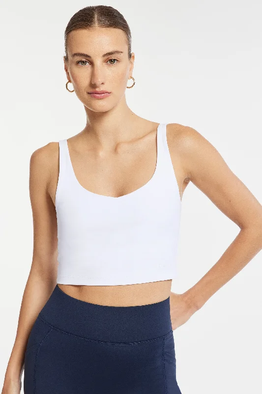 V-Neck Tempo Crop Bra - White