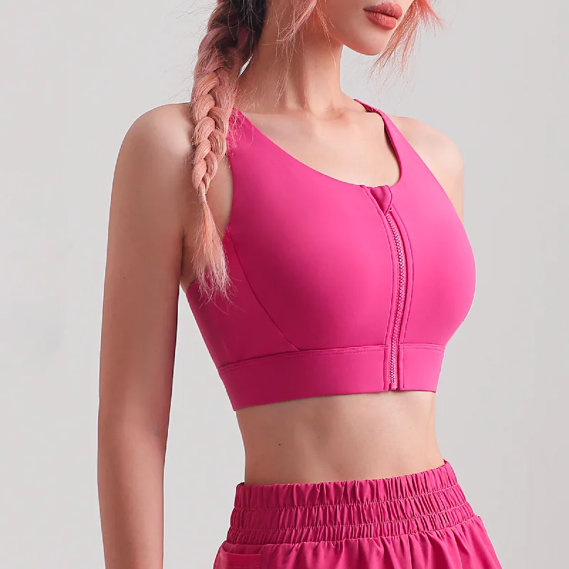 Women's Athleisure Apparel Zipper Yoga Bra
