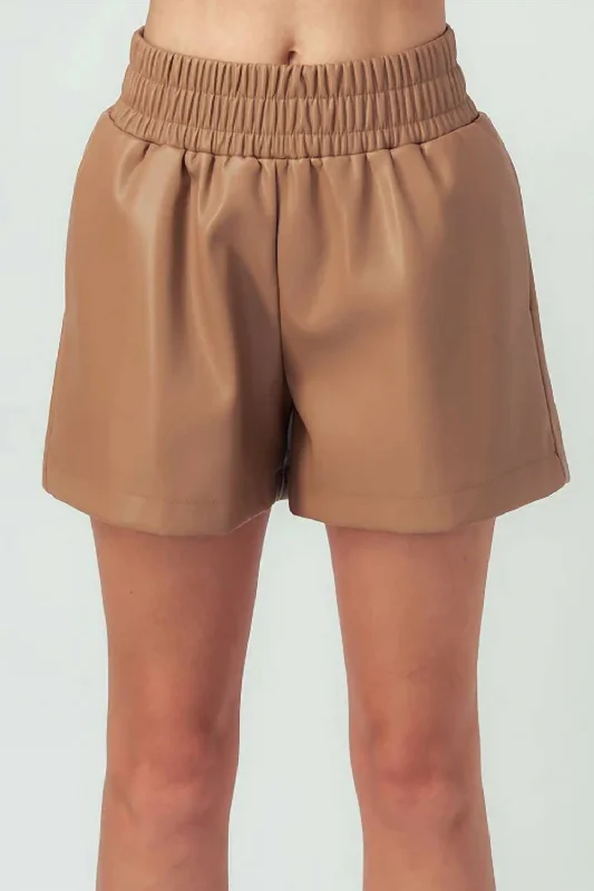 Timeless Women's Outfit Aly Faux Leather Shorts In Camel