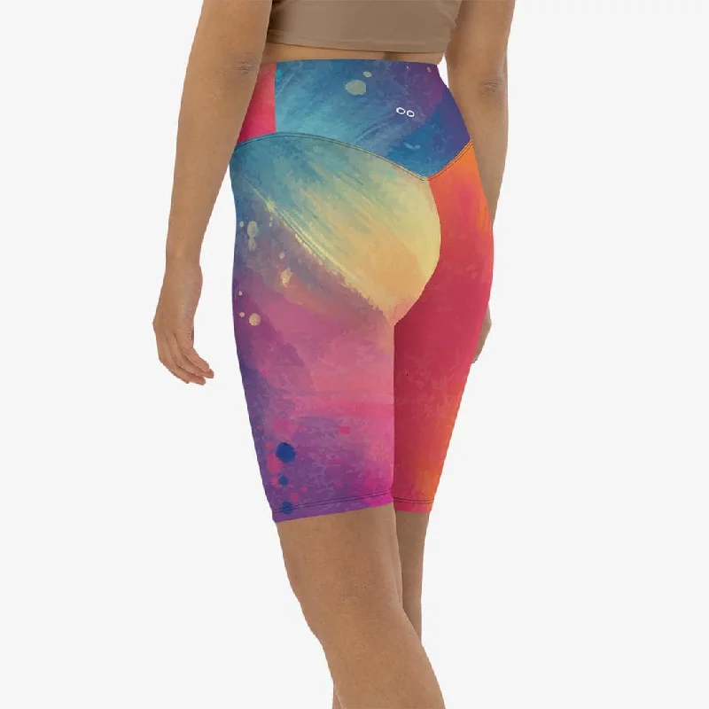 Biker Shorts "Cosmic Splash" Orange/Purple/Pink