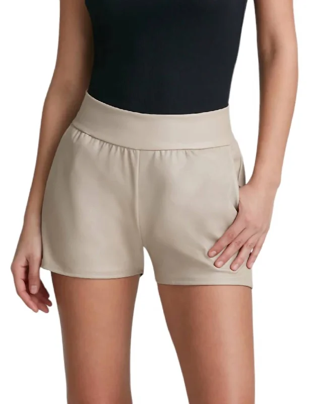 Faux Leather Relaxed Short In Sand