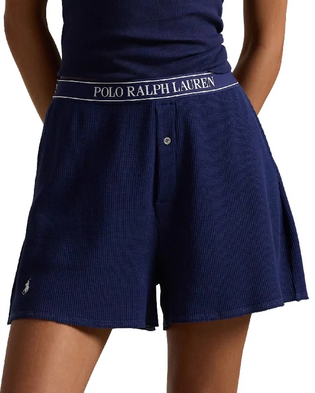 Women's Garments Waffle Knit Boxer Short In Navy